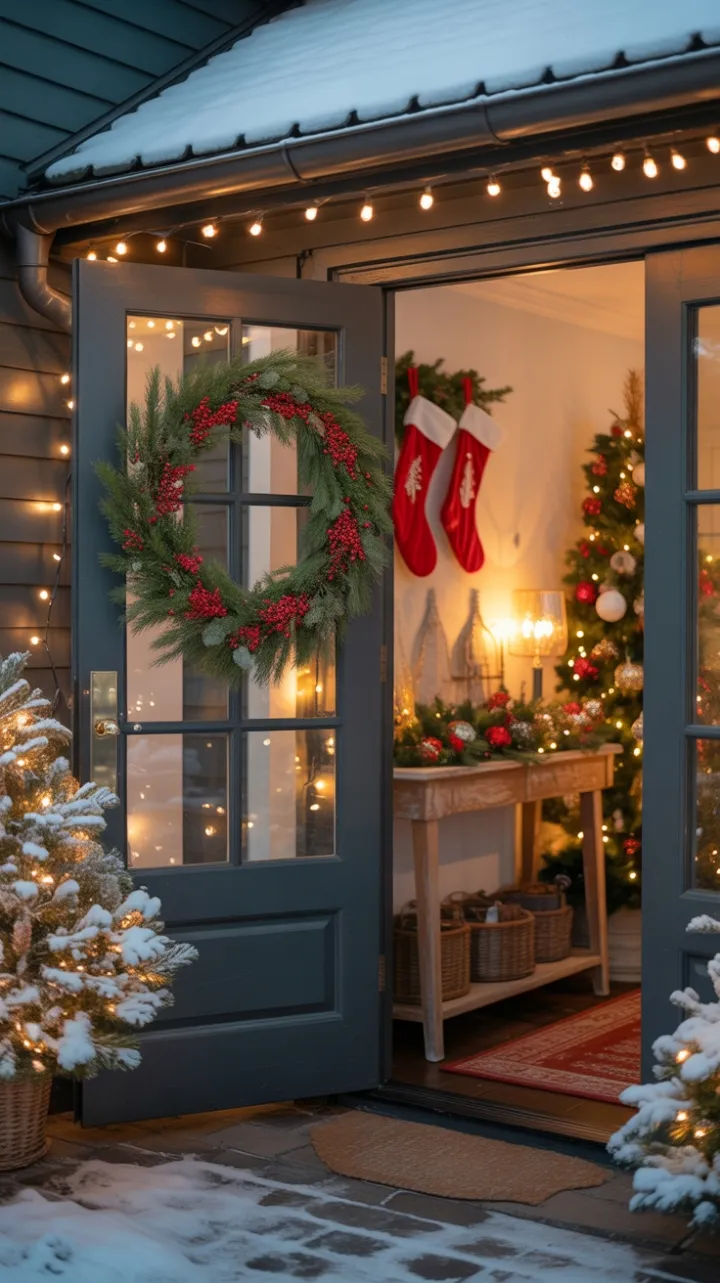 Snow-Kissed Welcome to a Cozy Christmas Doorstep