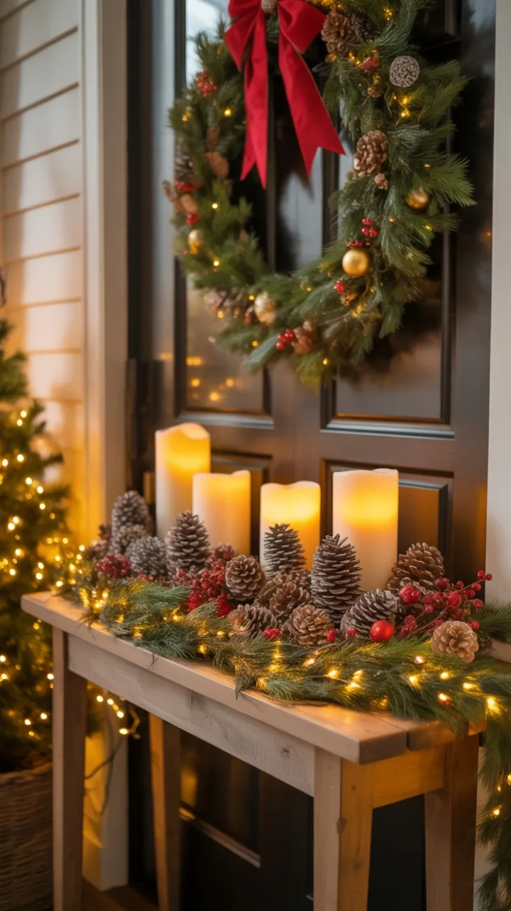 A Cozy Rustic Welcome Bathed in Christmas Glow