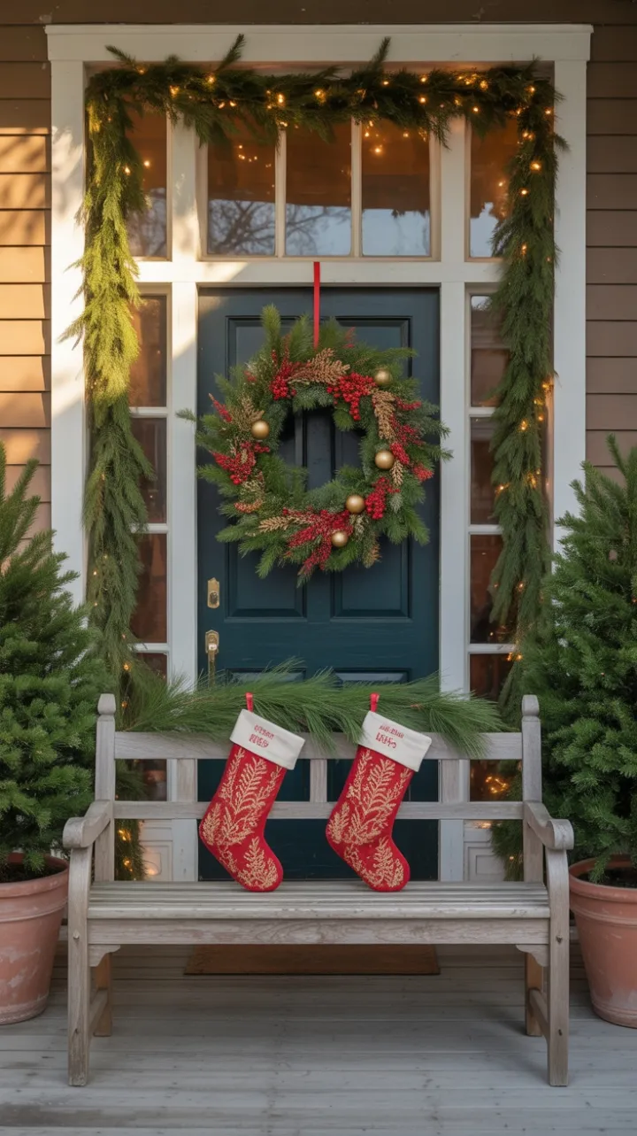 Sunset Glow on a Cozy Christmas Porch