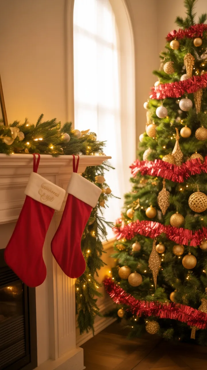 Gilded Christmas Glow in a Cozy Living Room