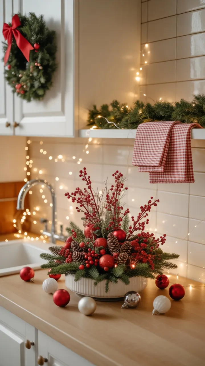 Cozy Twinkling Christmas Kitchen