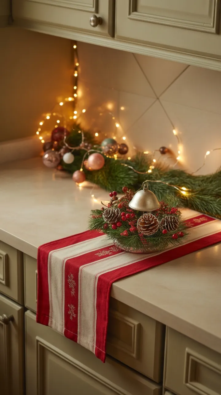 Twinkling Holiday Magic on a Festive Kitchen Countertop