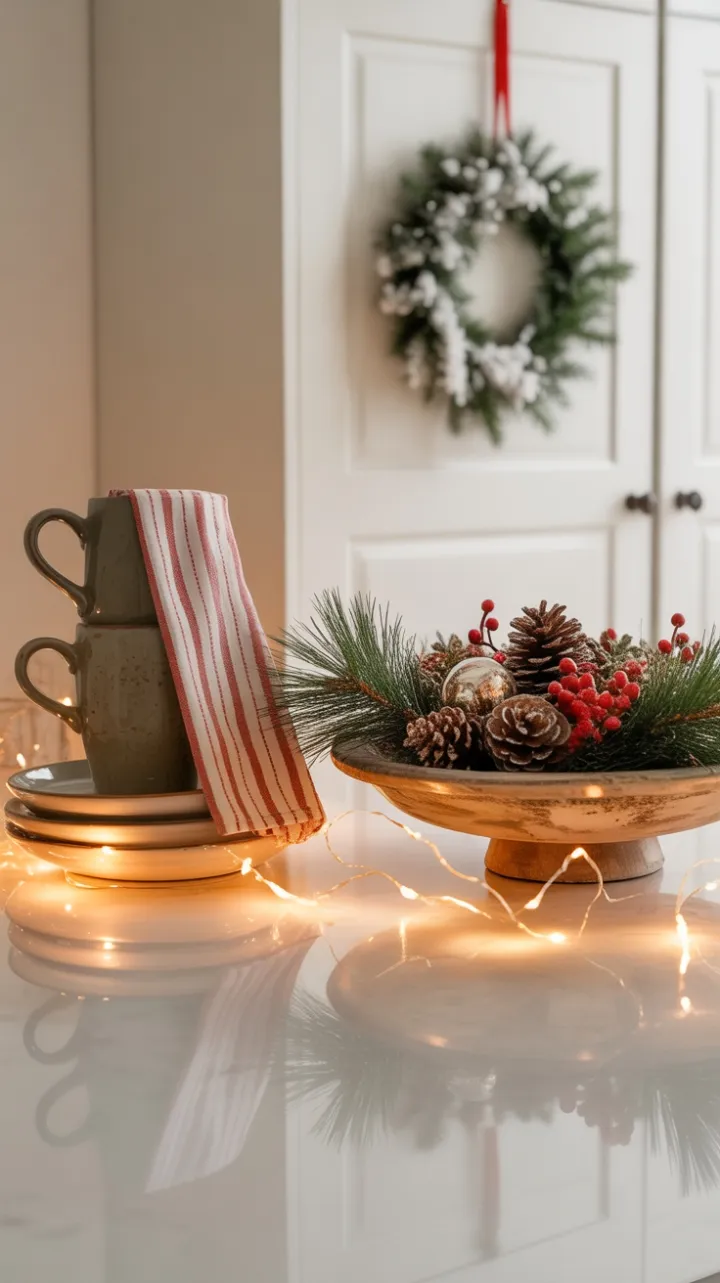 Cozy Christmas Countertop Bathed in Warm Light