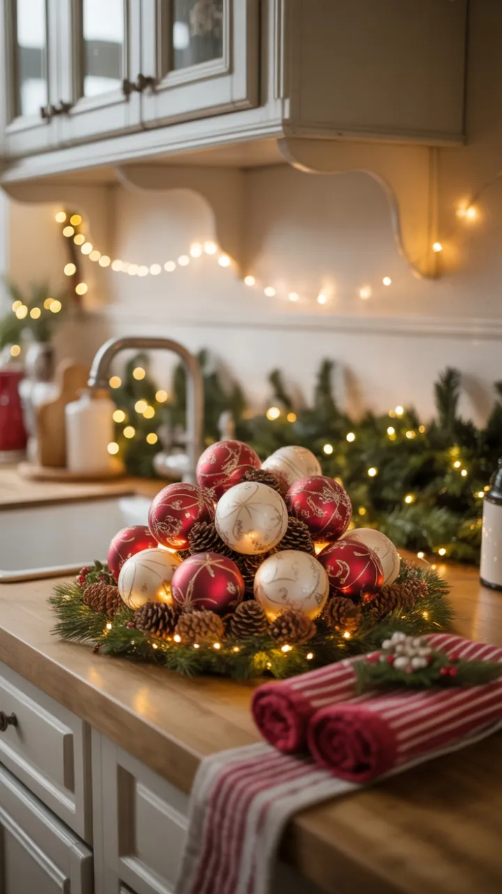 Vintage Holiday Countertop Radiating Warmth and Cheer