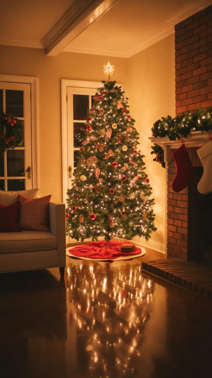 A Cozy Christmas Evening by the Twinkling Tree