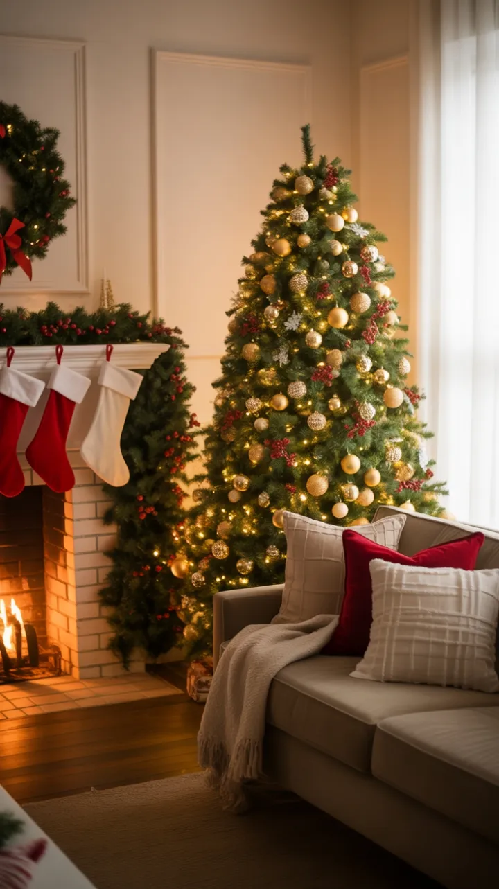 Golden Lights and a Cozy Christmas Hearth