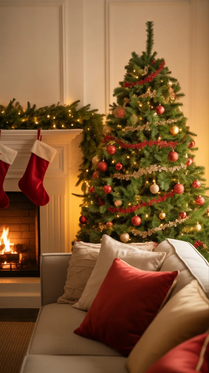 Twinkling Tree and Cozy Hearth – A Warm Christmas Welcome