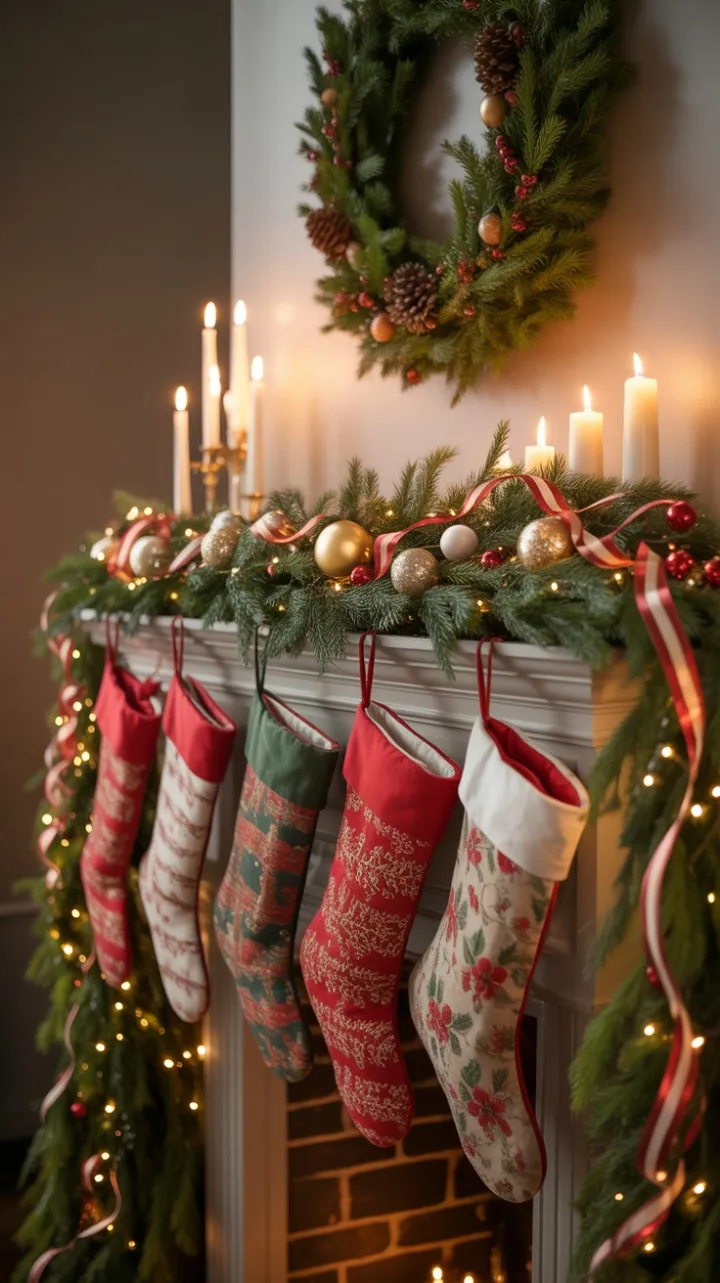 Mantel of Twinkling Lights and Holiday Warmth