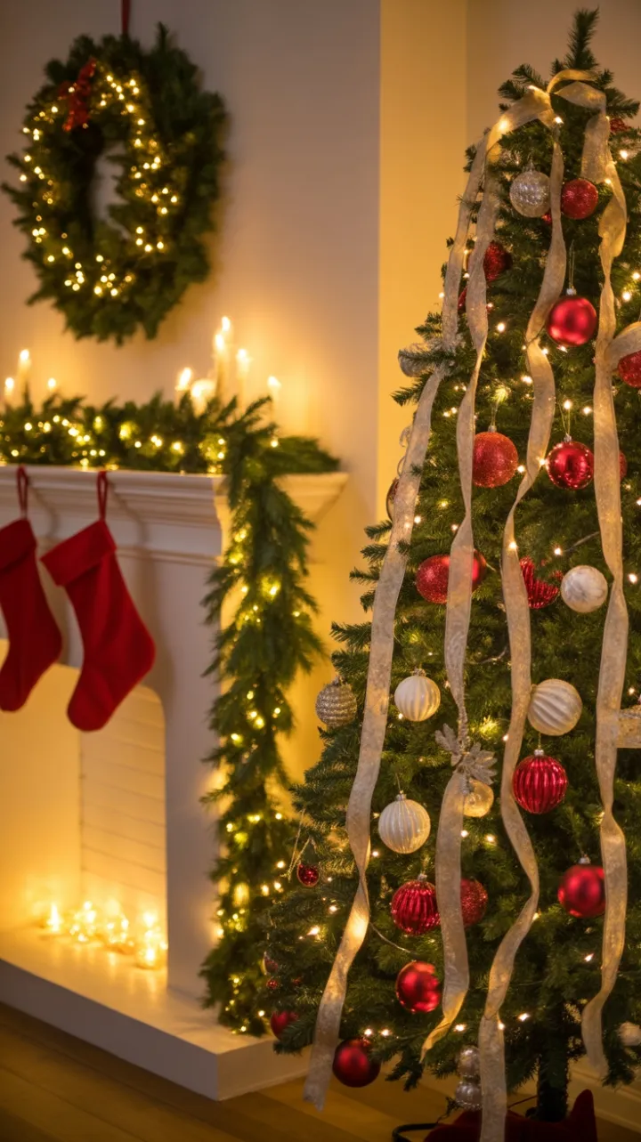Candlelit Christmas Comfort in a Twinkling Living Room