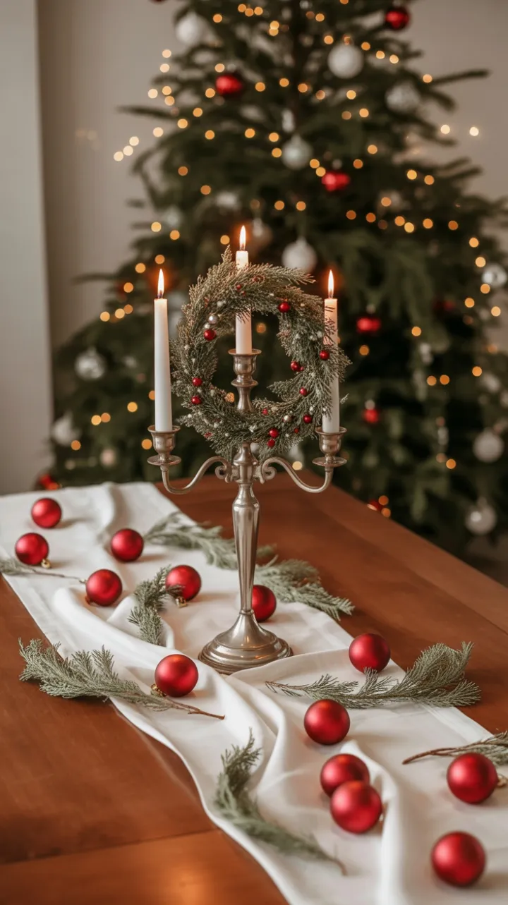 Crimson and Snow Holiday Centerpiece