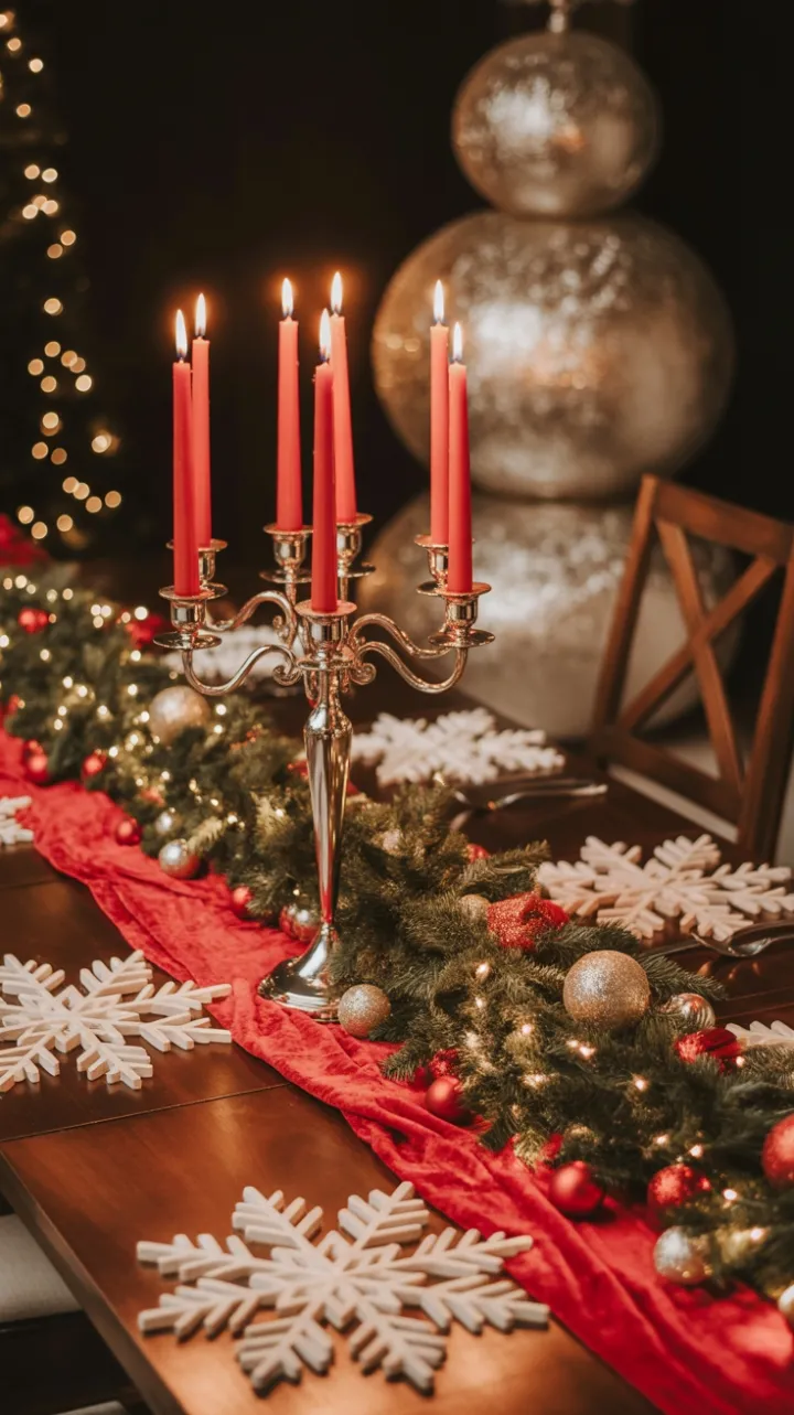Velvet Holiday Table Lit by Candlelight