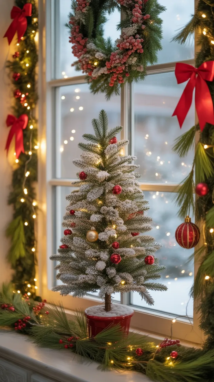 Snow-Kissed Window of Christmas Warmth