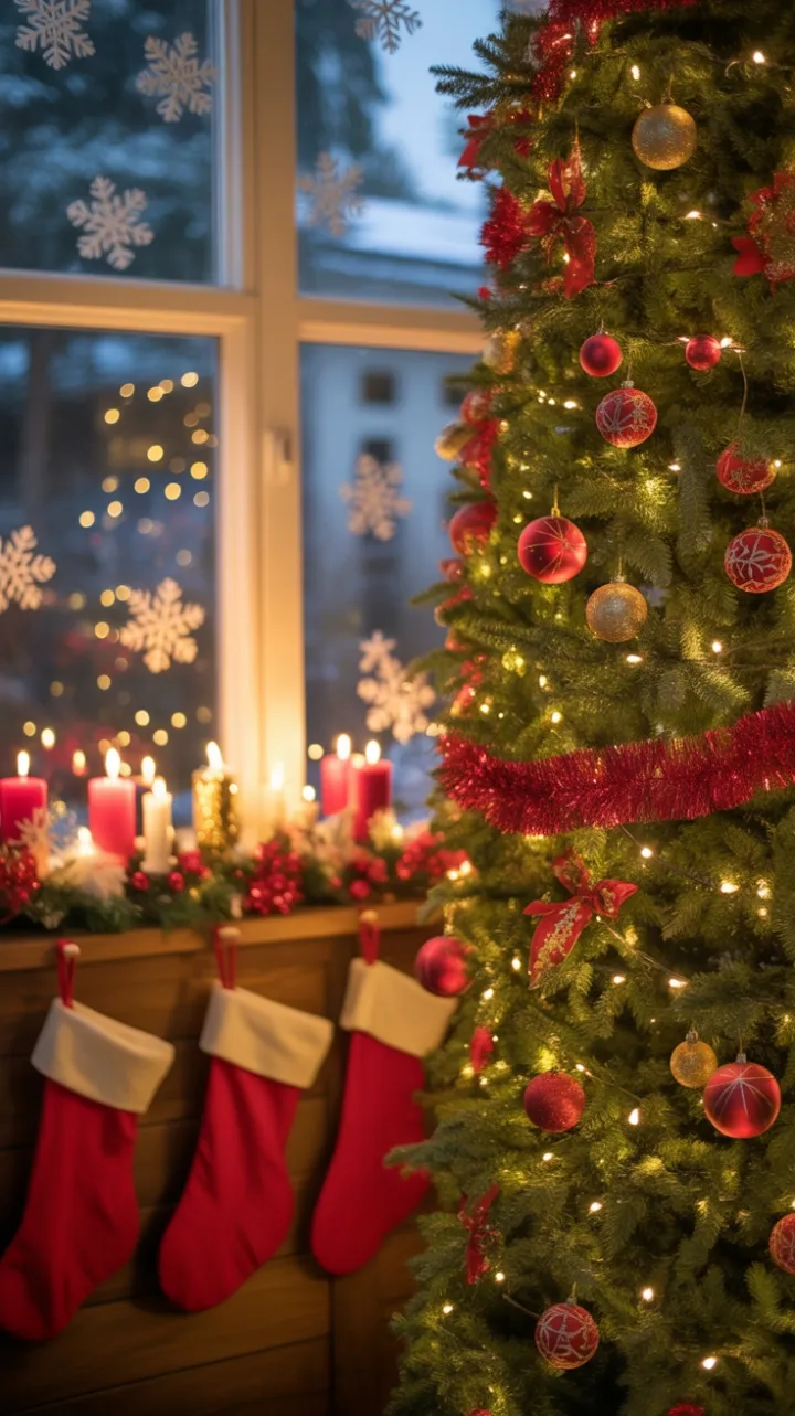 Fireside Christmas Through Frosted Glass