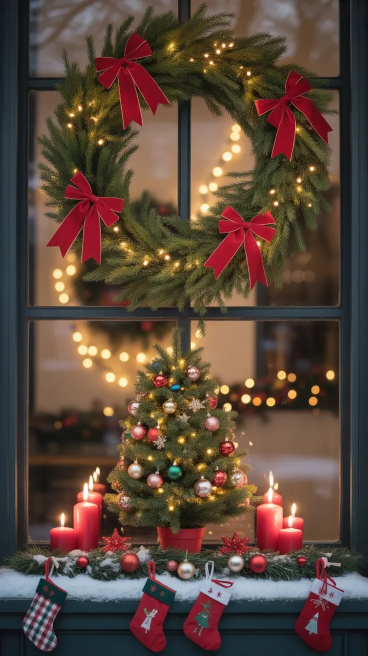 Snow-Kissed Window of Holiday Cheer