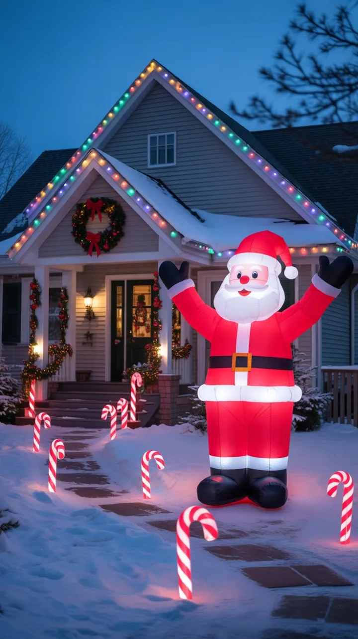 Santa's Cheer Illuminates a Snowy Christmas Wonderland