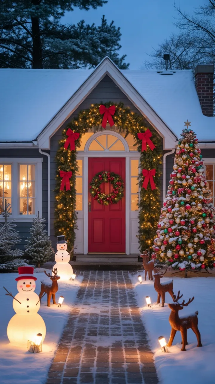 Twinkling Welcome at the Red Door