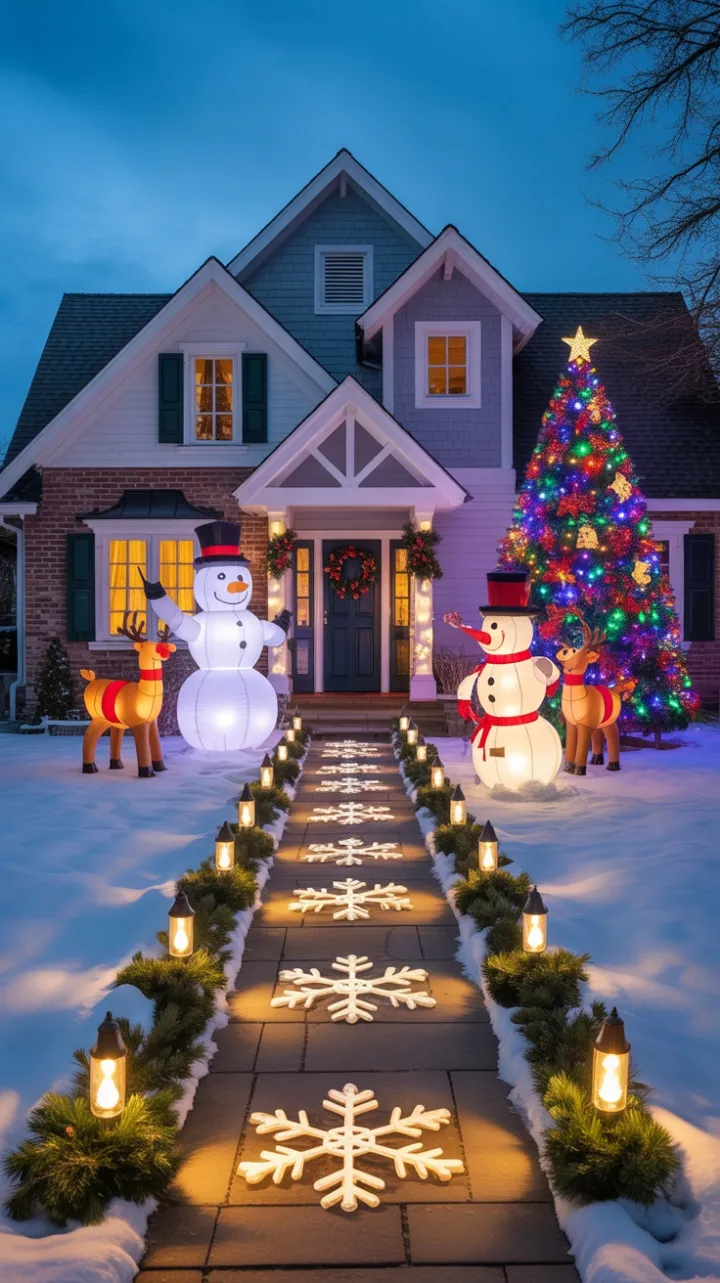 Snow-Kissed Suburban Home Wrapped in Warm Christmas Magic