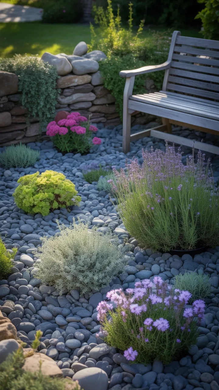 Late Afternoon Lavender and River-Stone Garden Retreat