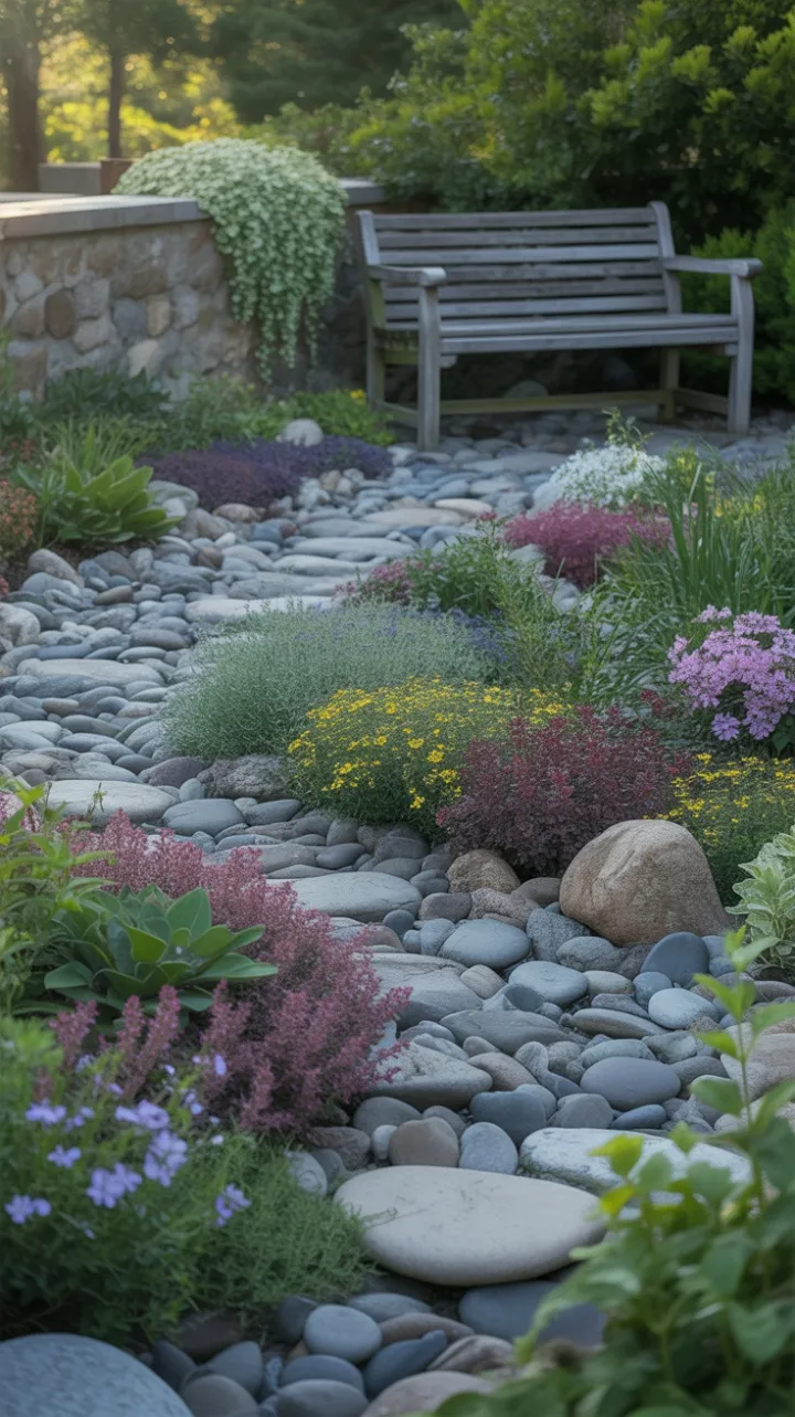 Afternoon Glow in a Tranquil Stone Garden