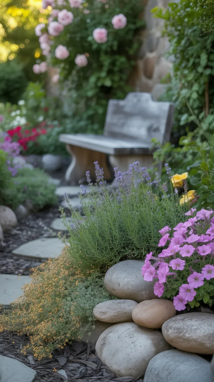 Afternoon Reverie in a Lavender and Stone Garden