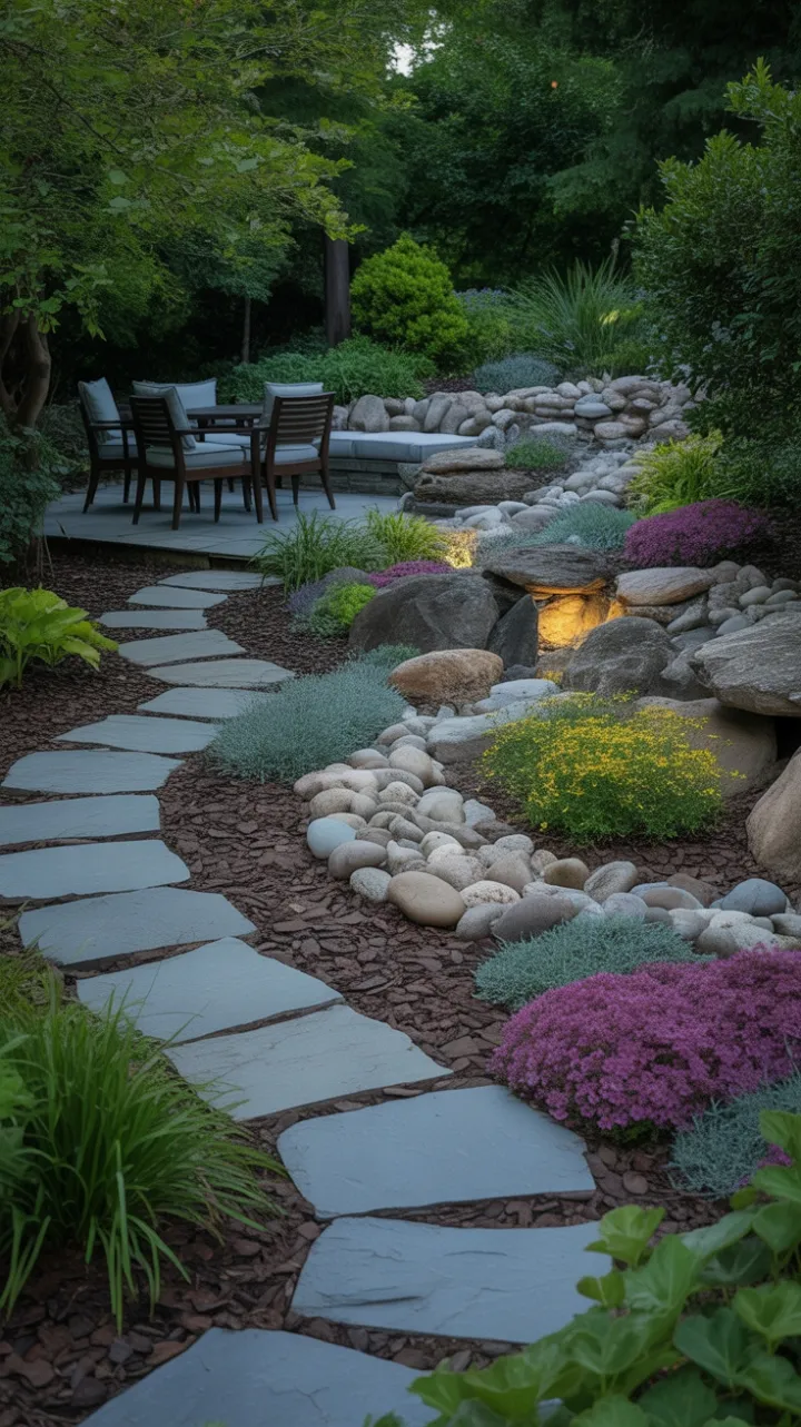 Winding Stone Path to a Serene Garden Retreat