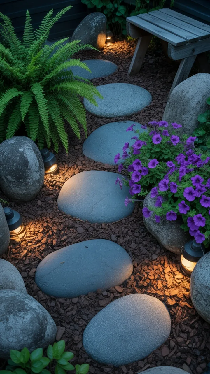 Tranquil Zen Stone Garden Bathed in Warm Light