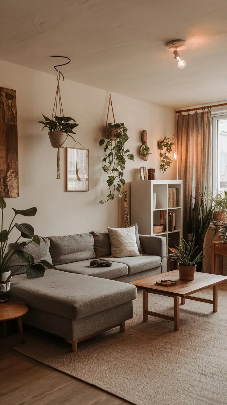 Find your sanctuary in this minimalist haven. The neutral palette, punctuated by natural wood and lush greenery, fosters a sense of calm and serenity. This apartment proves that less can truly be more, creating a space that's both aesthetically pleasing and incredibly comfortable.