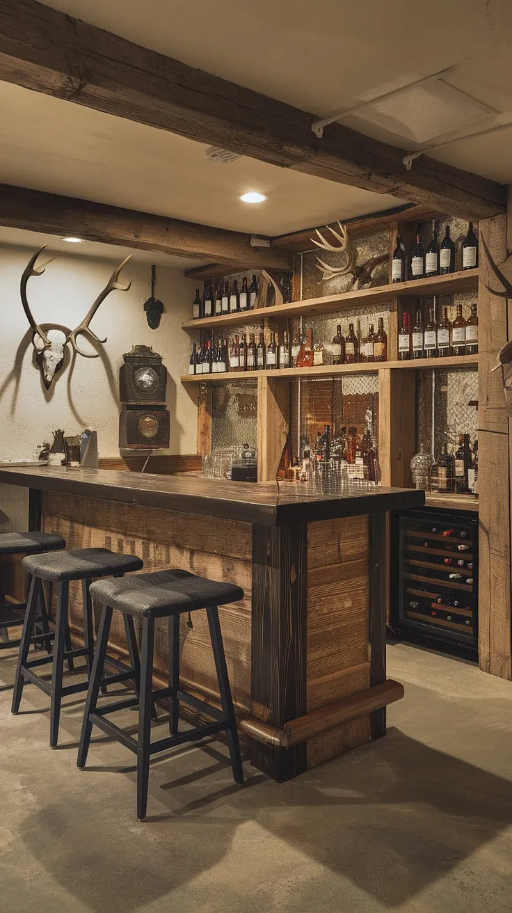 This dimly lit basement bar is more than just a space; it's a sanctuary. A testament to the art of slow living, it boasts a dark wood bar, a collection of fine wines and bourbons, and rustic decor that speaks volumes. A place where time slows down, and good company is always welcome.
