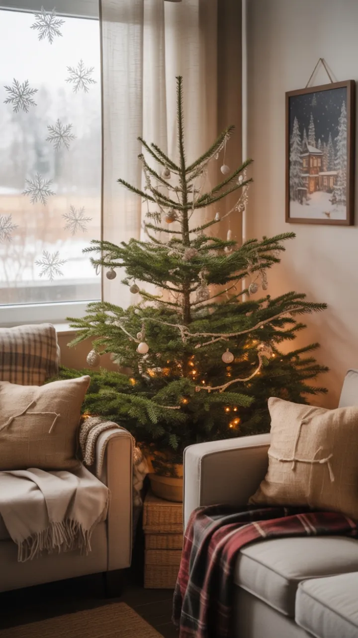 Cozy Rustic Christmas Living Room Aglow with Warmth
