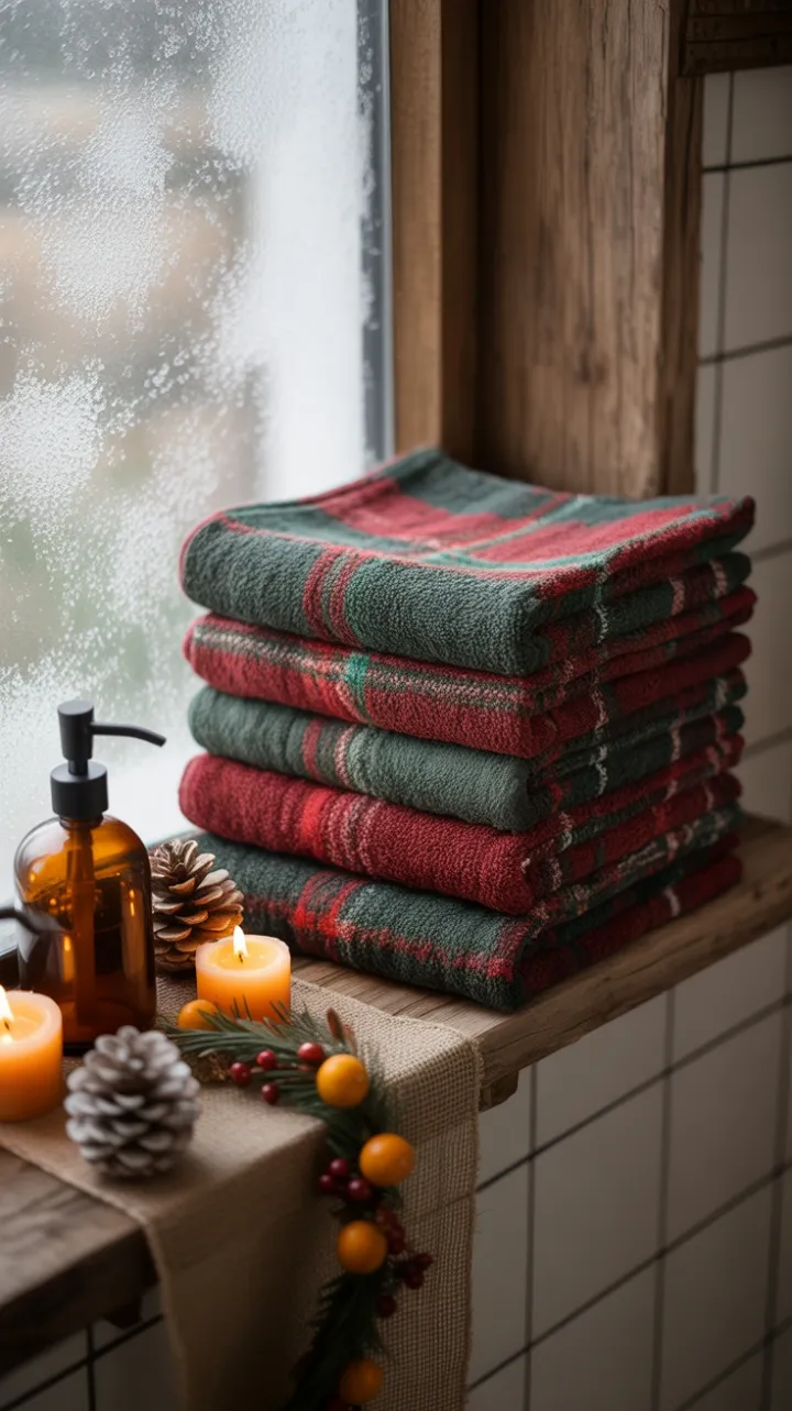 Cozy Rustic Bathroom Dressed for Christmas