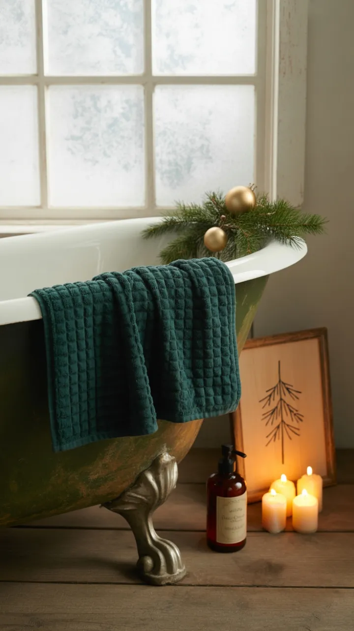 Cozy Evergreen Soak in a Vintage Clawfoot Bathtub