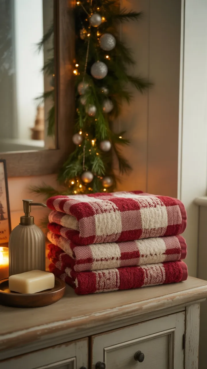 Cozy Plaid and Pine Christmas Bath Retreat