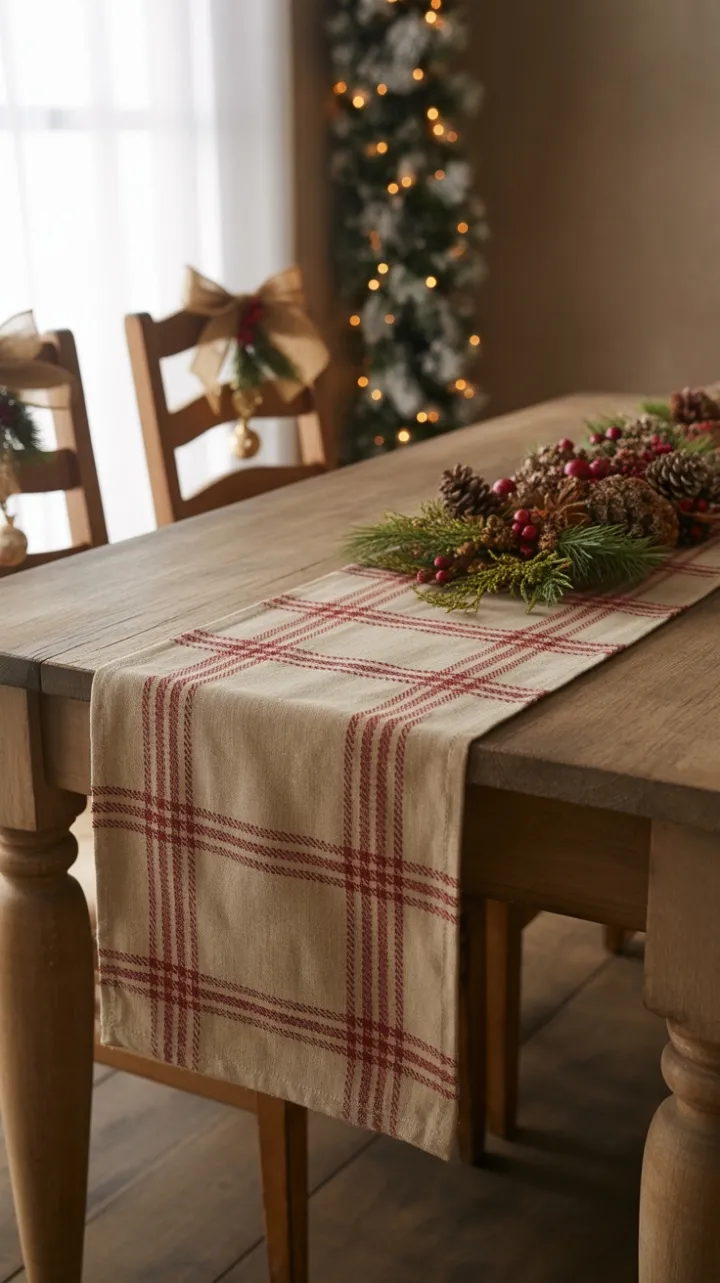 Cozy Plaid Holiday Feast by Twinkling Lights