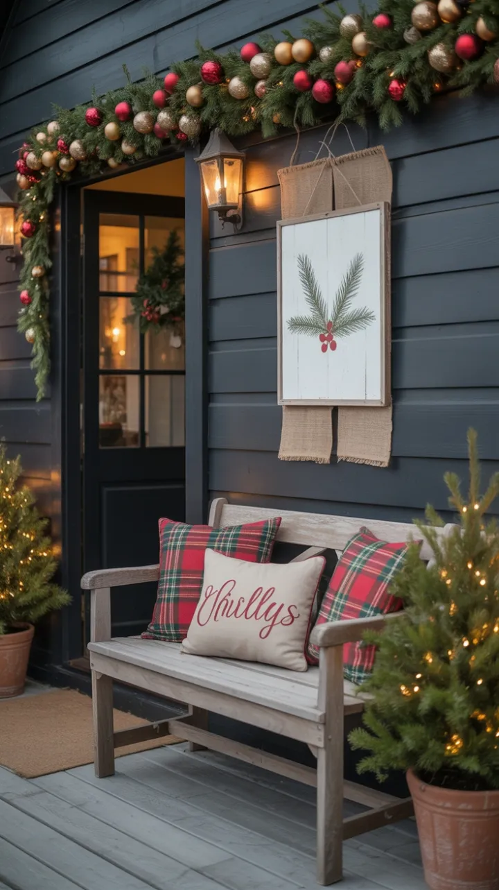 Cozy Rustic Christmas Porch Glowing with Warmth