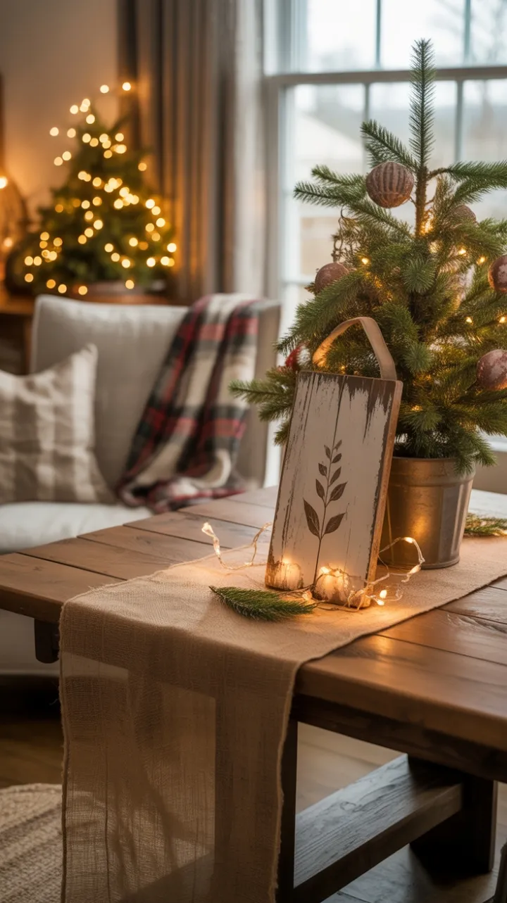 Cozy Burlap and Twinkling Lights Farmhouse Christmas