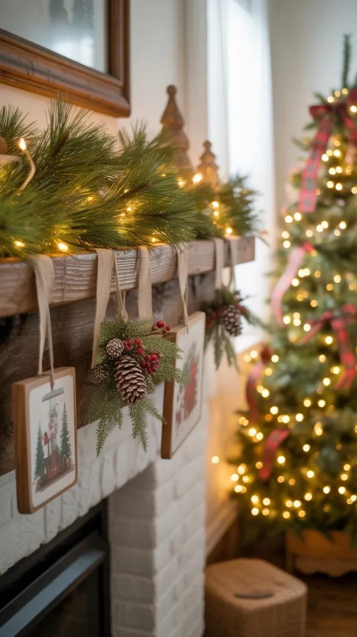 Hearthside Rustic Christmas with Twinkling Pine Garland