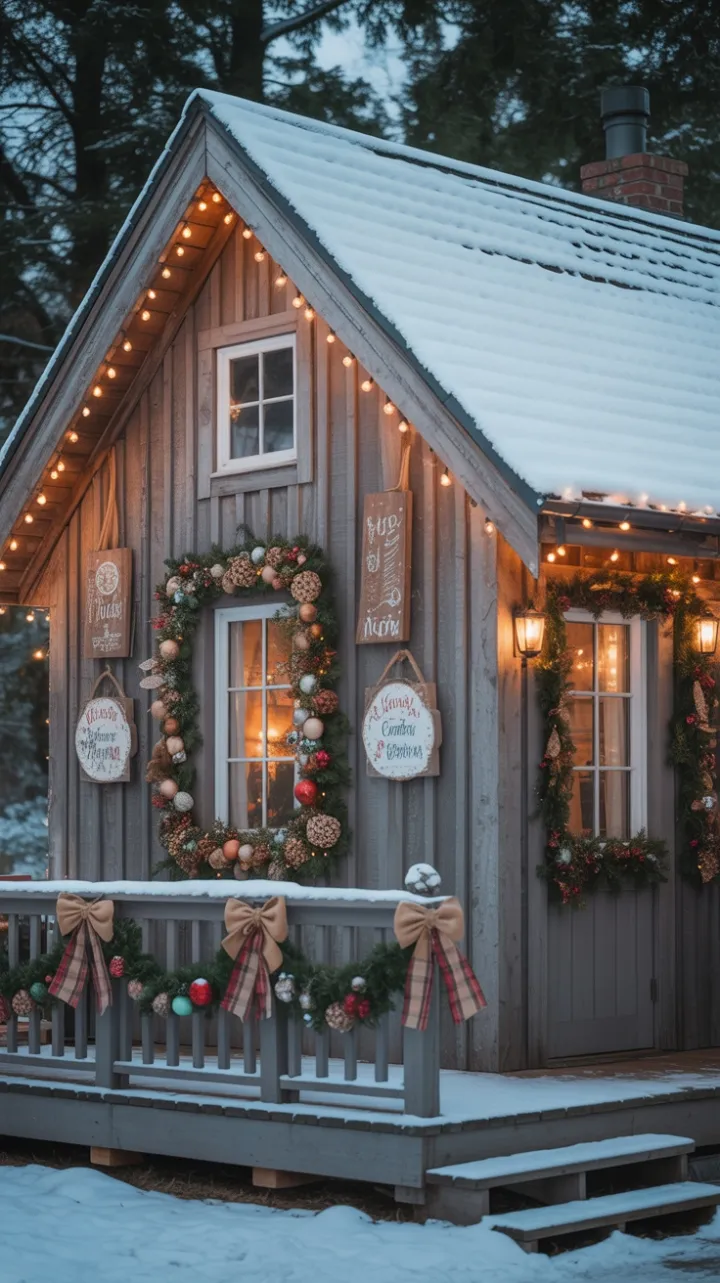 Snow-Kissed Cottage Wrapped in Warm Vintage Christmas Glow
