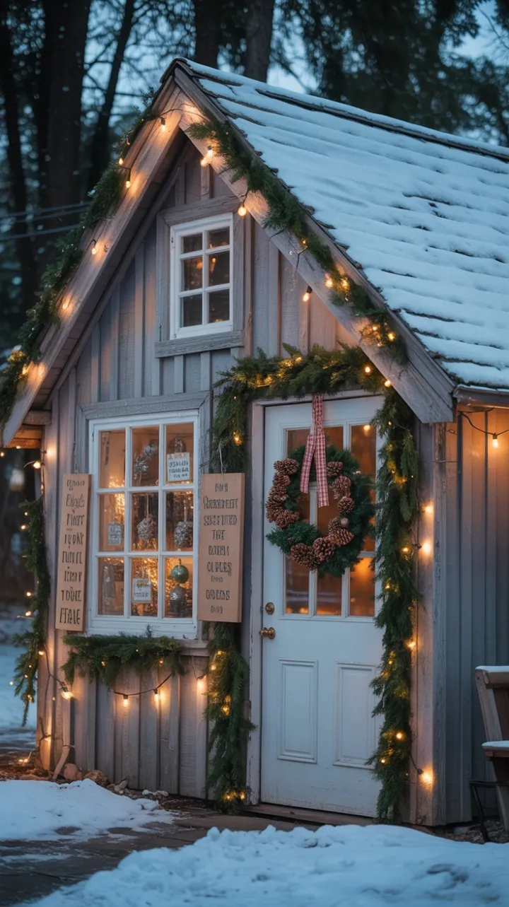 Snow-Kissed Cottage Wrapped in Warm Holiday Light