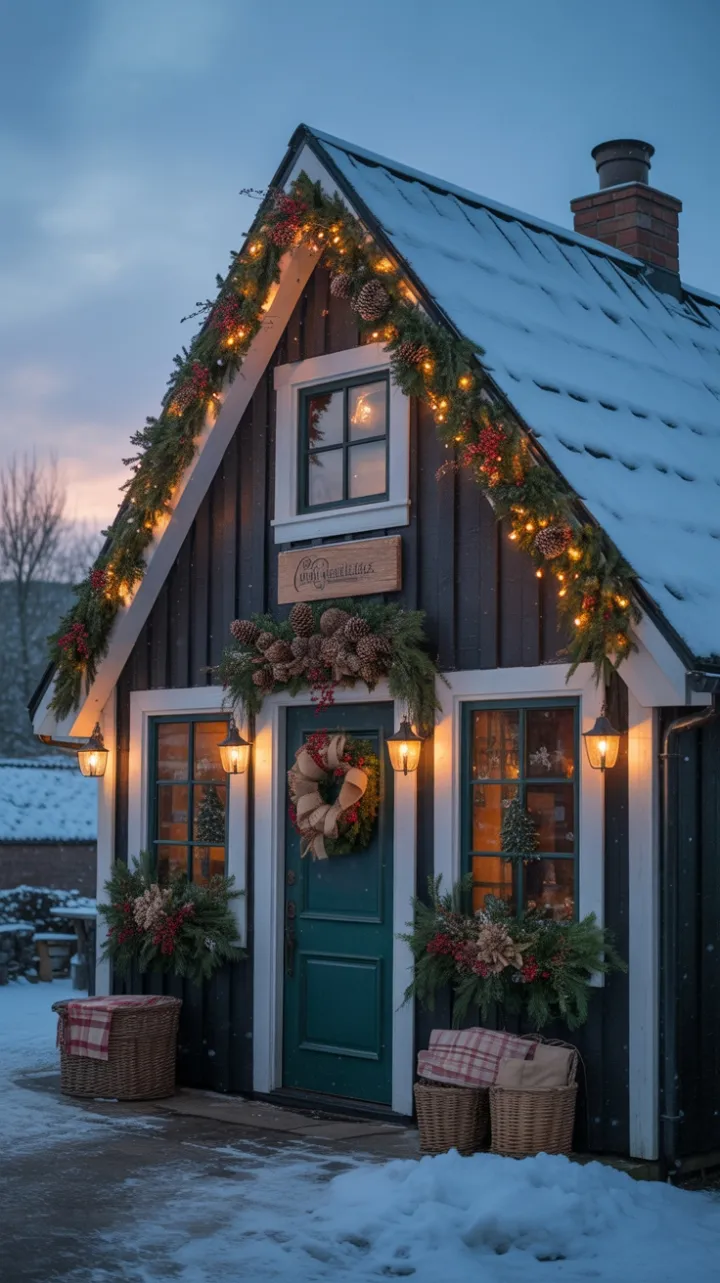 Snow-Kissed Cottage with Twinkling Lights