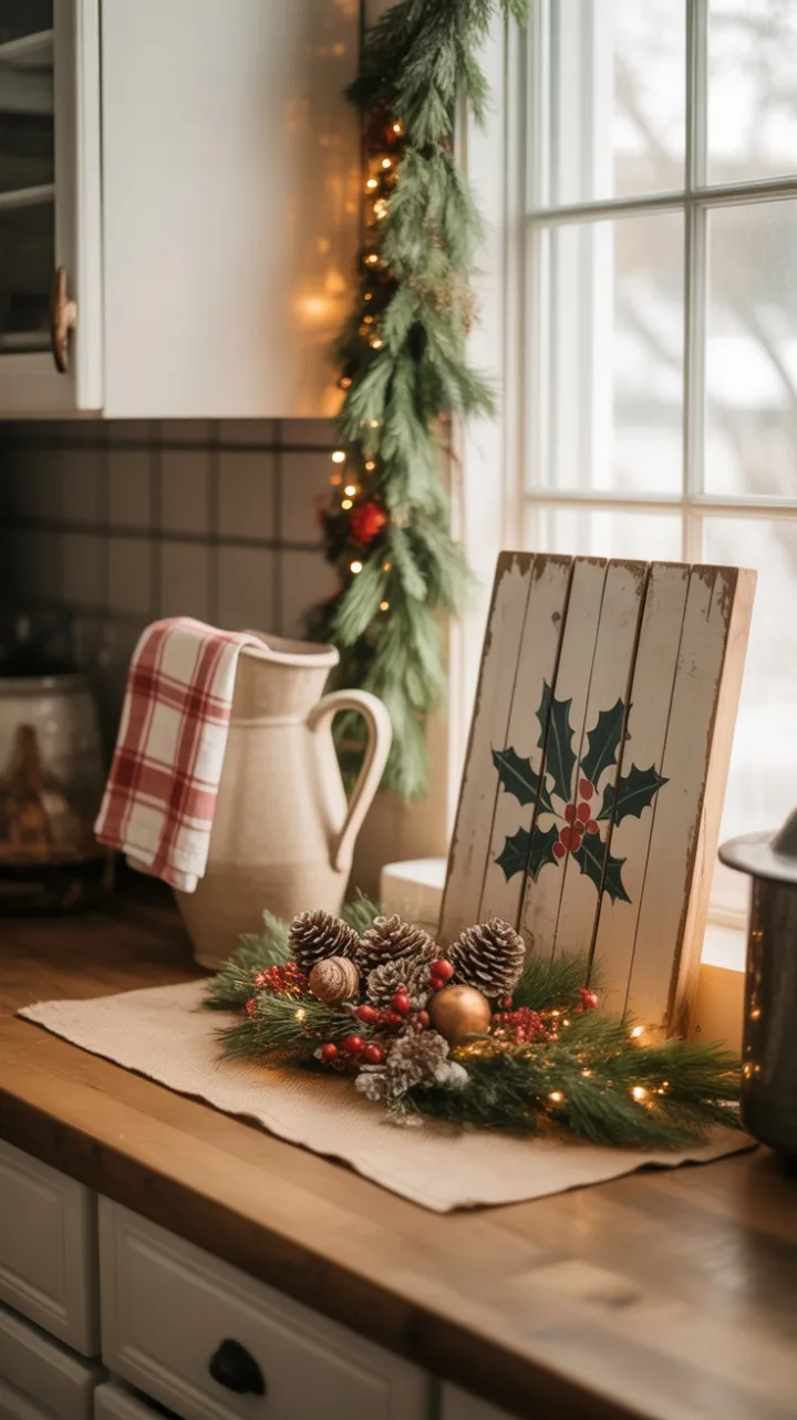 Cozy Rustic Christmas Kitchen Bathed in Winter Light