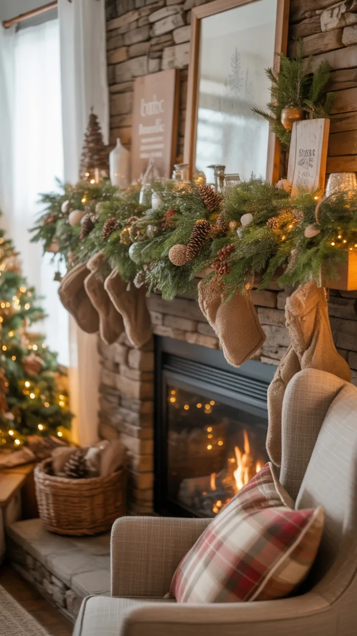 Cozy Rustic Christmas by the Stone Hearth
