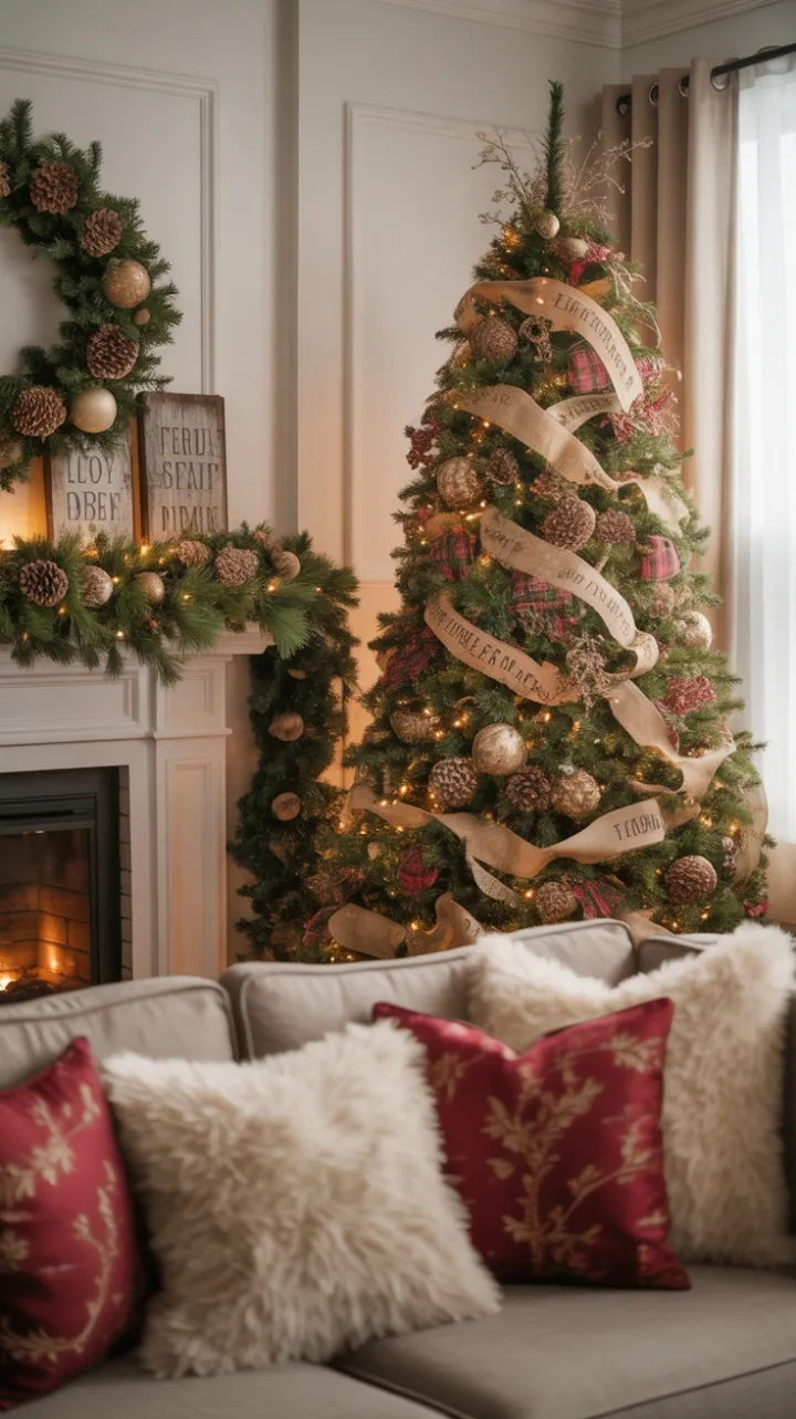 Hearthside Holiday: Rustic Burlap, Plaid, and Gold