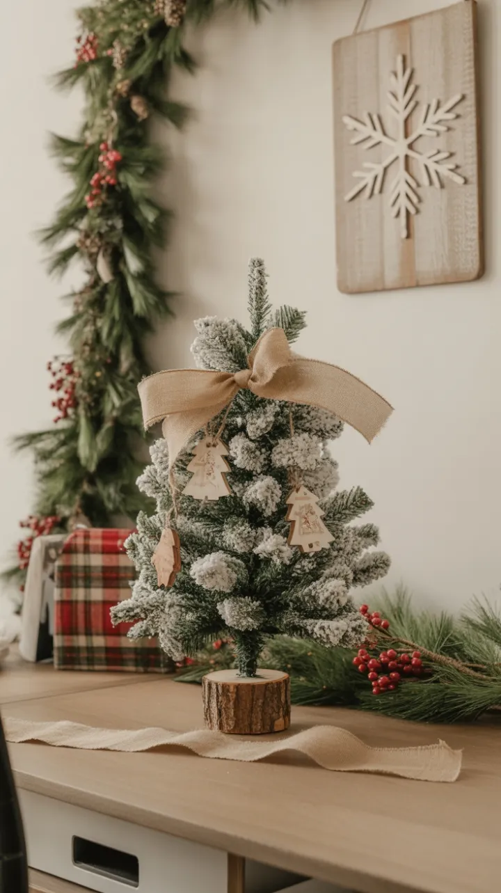 Cozy Rustic Office Dressed for a Burlap and Berry Christmas