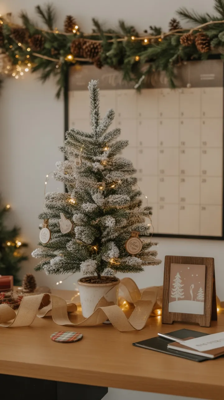 Cozy Rustic Desk Dressed for Christmas
