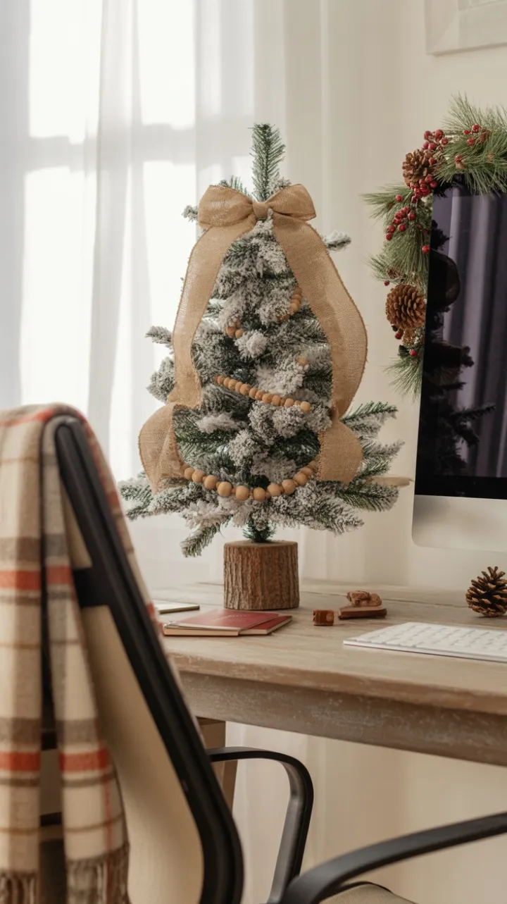 Sunlit Rustic Christmas Desk Nook