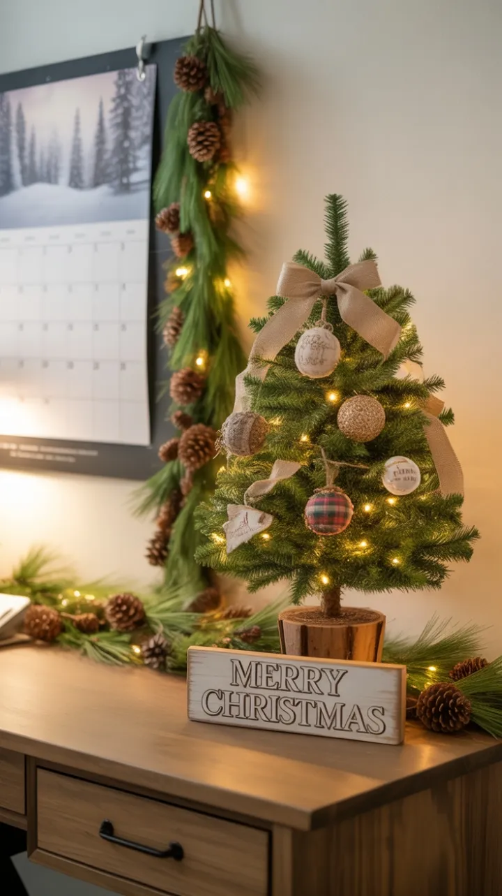Cozy Rustic Desk Dressed for a Merry Christmas