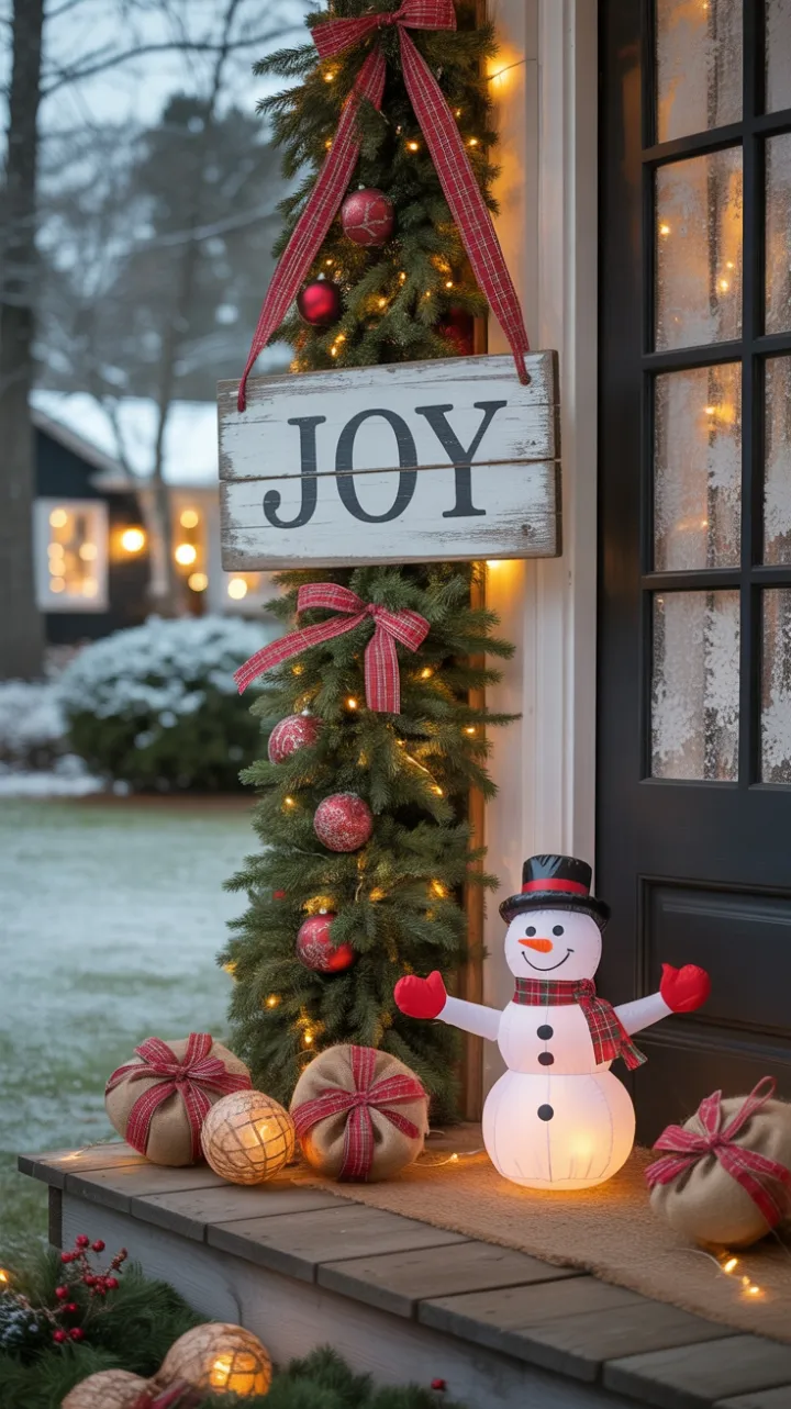 Snow-Kissed Porch of Rustic Holiday Joy