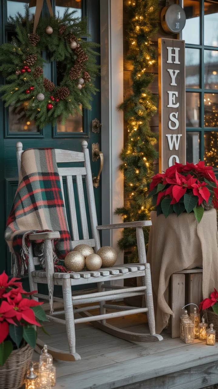 Rustic Christmas Porch Wrapped in Warm Light