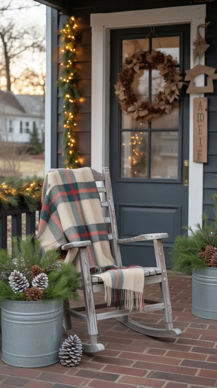 A Sunlit Rustic Christmas Porch