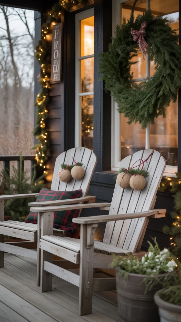 Warm Welcome on a Rustic Christmas Porch